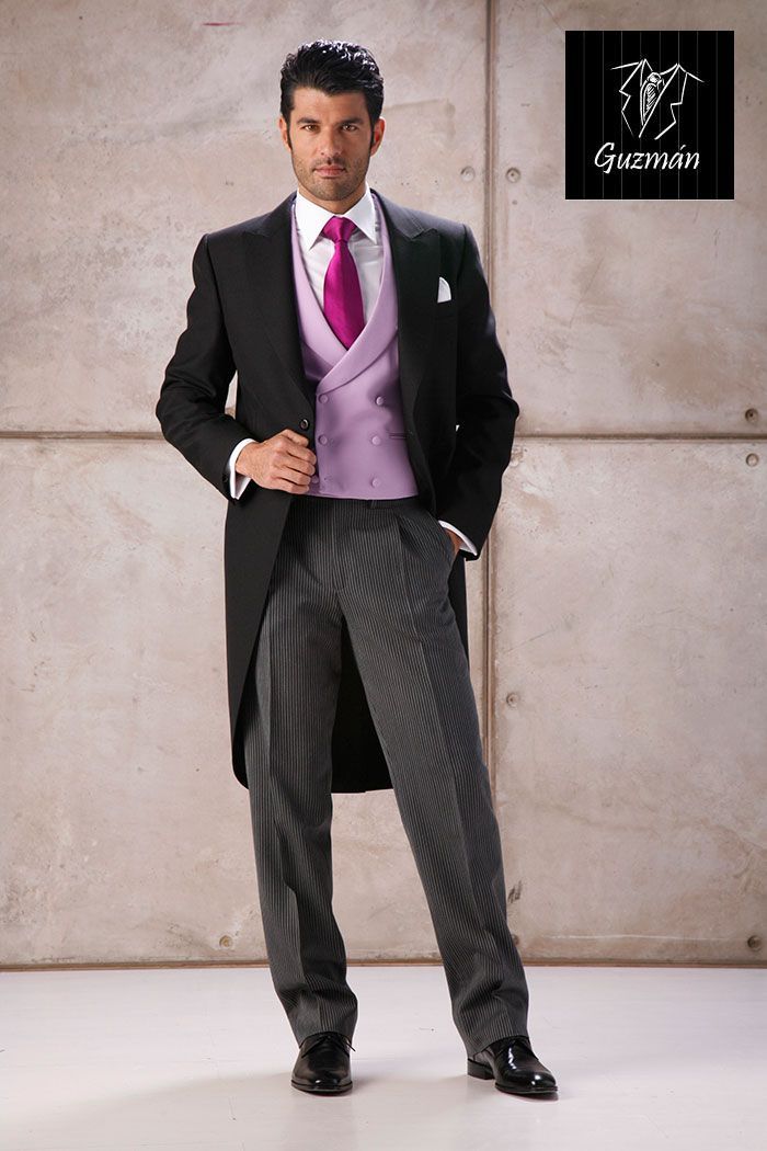 chaque-con-chaleco-malva Chaqué con chaleco cruzado malva